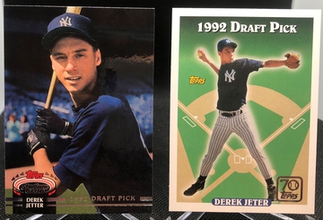 2021 Stadium Club Derek Jeter 1992 Draft Pick+Topps 1992 Draft Pick (Reprints)