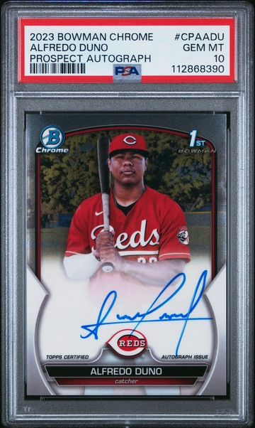  2023 Bowman Chrome ALFREDO DUNO 1st RC Rookie AUTO PSA 10 Gem Mint