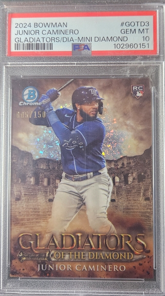 2024 Bowman Chrome Junior Caminero Gladiators-Mini Diamond PSA 10
