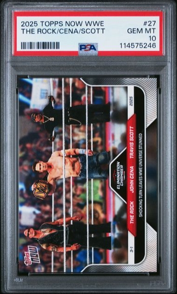 2025 Topps Now WWE The Rock John Cena Travis Scott #27 PSA 10