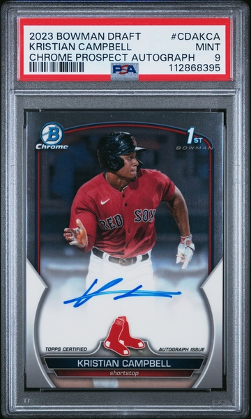  KRISTIAN CAMPBELL 2023 Bowman Chrome Draft 1st Rookie RC AUTO PSA 9 Mint