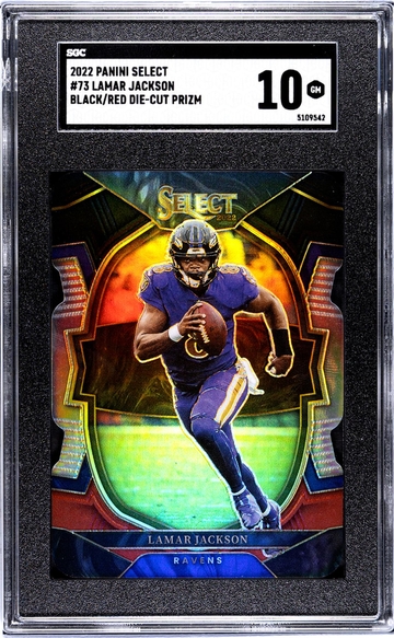 2022 Panini Select Black/Red Prizm Lamar Jackson #73 SGC 10
