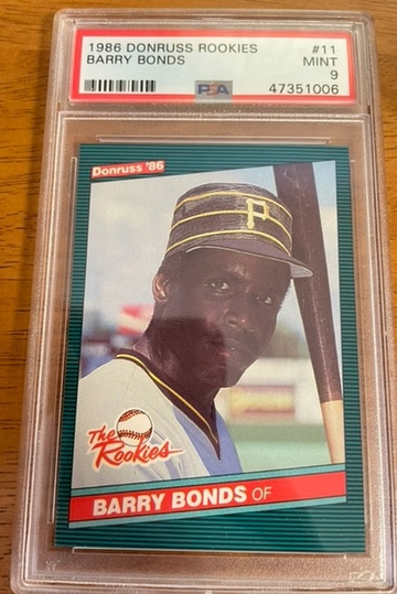 Barry Bonds 1986 Donruss Rookies PSA 9