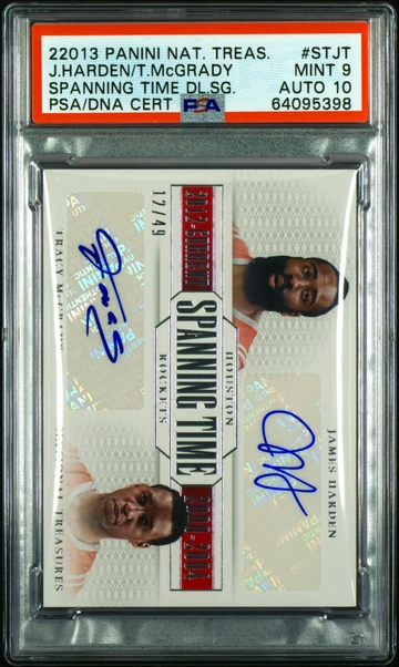 2013 James Harden Tracy Mcgrady National Treasures Spanning Time Auto /49 PSA 9 10 Dual Autograph Signature