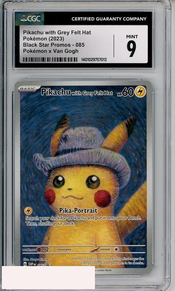 2023 POKEMON BSP PIKACHU GREY FELT HAT VAN GOGH #85 CGC 9