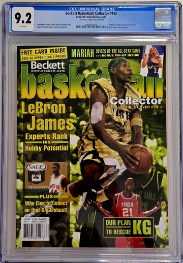 2003 Beckett Collector Magazine #153 LeBron James Rookie Year Cover 2 Graded CGC 9.2