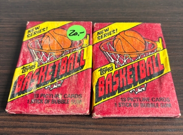 1981-82 Topps NBA unopened Sealed Wax Pack x2 - Larry Bird, Magic Johnson 2nd year