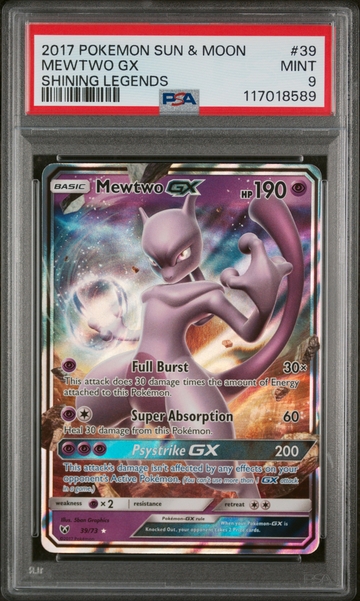 2017 Sun & Moon #39/73 Mewtwo GX Shining Legends PSA 9