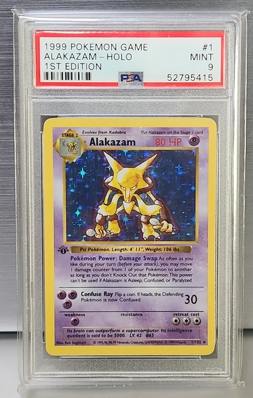 1999 Pokémon Game Alakazam #1 – 1st Edition Holo – PSA 9 MINT
