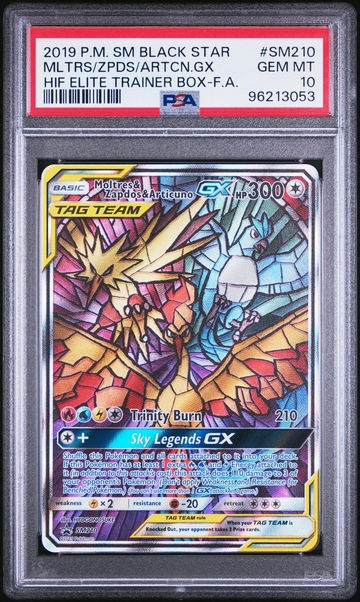 2019 Pokemon SM Black Star Promo FA Moltres Zapdos Articuno GX #SM210 PSA 10