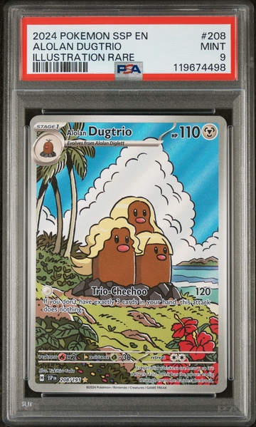 2024 Pokemon #208 Alolan Dugtrio Illustration Rare PSA 9