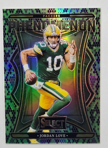 2024 Select Phenomenon Prizm Green and Black Snakeskin #23 Jordan Love 1/2 Pack