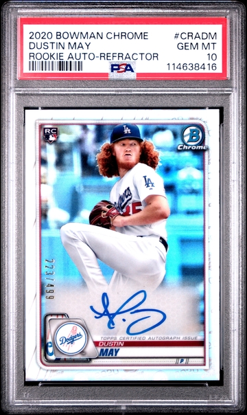 2020 Bowman Chrome Dustin May Auto Refractor /499 PSA 10