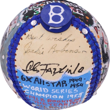 Jackie Robinson Single Signed & Inscribed Charles Fazzino Baseball JSA/ Fanatics