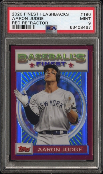 2020 TOPPS FINEST FLASHBACKS AARON JUDGE | RED REFRACTOR PSA 9
