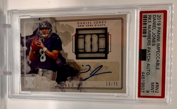 2019 Panini Impeccable Daniel Jones Rookie Numbers Patch Auto 13/75