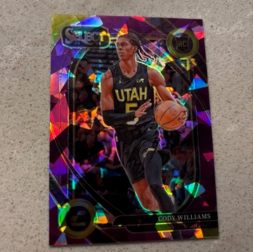 2024-25 Panini Select Cody Williams Rookie Courtside Purple Cracked Ice 51/99