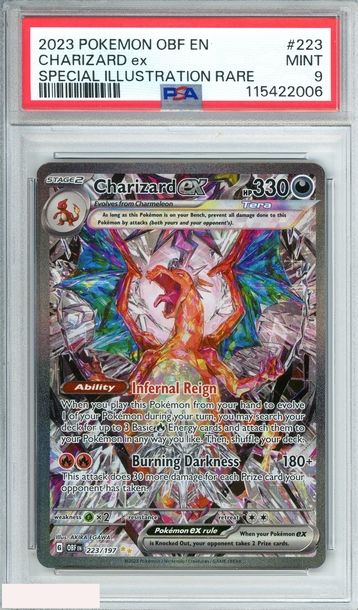 2023 POKEMON OBSIDIAN FLAMES CHARIZARD EX #223 SPECIAL ILLUSTRATION RARE PSA 9