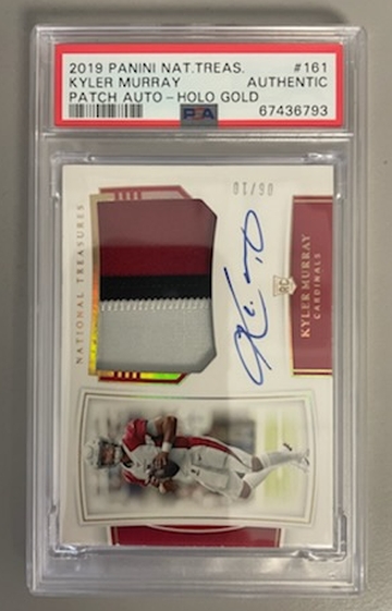 2019 Panini National Treasures Kyler Murray Patch Auto Gold #/10 PSA Authentic