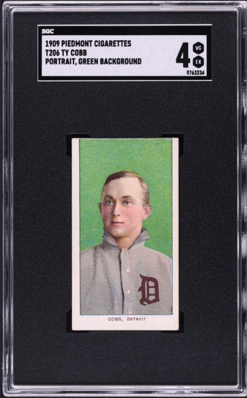 1909-11 T206 Piedmont Ty Cobb Portrait- Green Background SGC 4