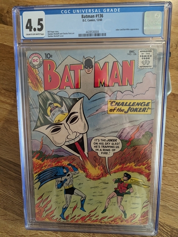 1960 DC Comics Batman #136 CGC 4.5 Silver Age Joker Cover & Story
