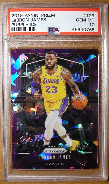 LeBron James 2019 Prizm #129 Purple Ice /149 PSA 10