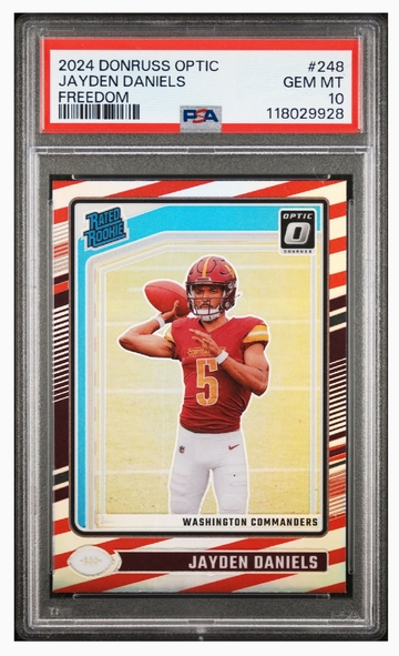 2024 Donruss Optic Jayden Daniels Freedom Rookie PSA 10 Gem Mint SSP Case Hit