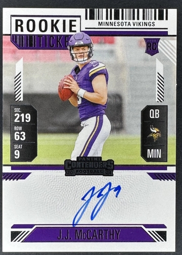 2024 Panini Contenders JJ McCarthy Rookie Ticket On Card Auto SSP