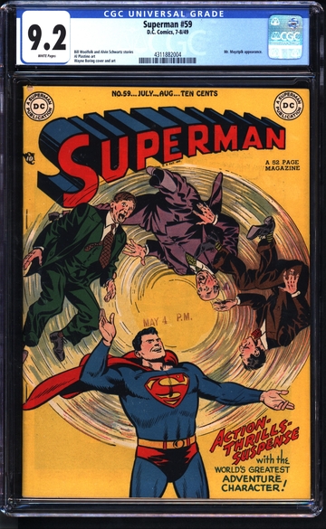 Superman #59 (1949) CGC 9.2 -- White pages; Wayne Boring people juggling cover