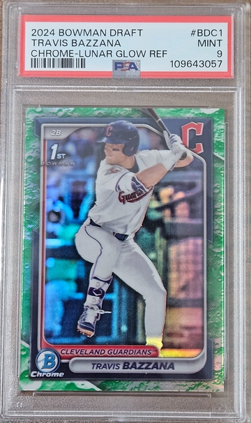 2024 Bowman Draft Travis Bazzana Chrome Lunar Glow Refractor PSA 9