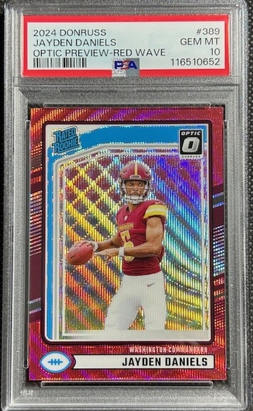2024 Donruss Jayden Daniels Optic Rated Rookie Preview Red Wave #389 PSA 10 GEM