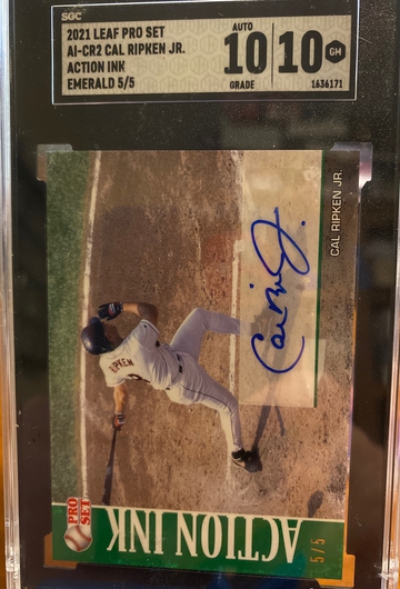 2021 Leaf Pro Set Cal Ripken Jr Action Ink Emerald 5/5 perfect 10/10!