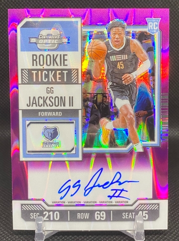 2023-24 Panini Contenders Optic - #121 GG Jackson II Purple FOTL Rookie Ticket Variation Auto RC /18