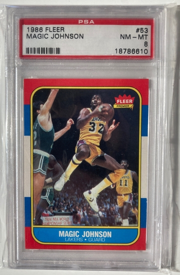 1986 Fleer Magic Johnson PSA 8