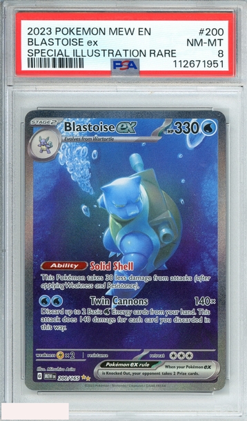 2023 POKEMON MEW EN 151 BLASTOISE EX #200 SPECIAL ILLUSTRATION RARE PSA 8 NM-MT