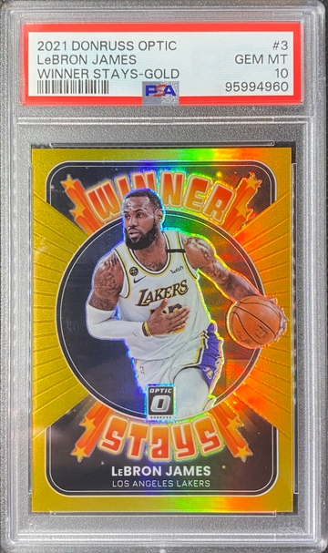 2021-22 Panini Donruss Optic #3 Lebron James Winner Stays Gold /10 PSA 10 Pop 1