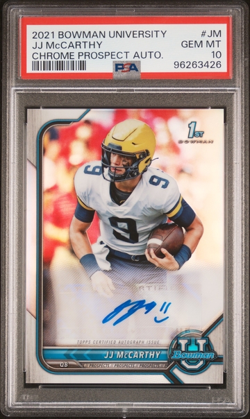 2021 Bowman University Chrome Prospect JJ McCarthy #BCPA-JM Auto PSA 10