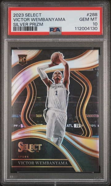 VICTOR WEMBANYAMA 2023 SELECT SILVER PRIZM COURTSIDE #288 PSA 10 ROOKIE RC