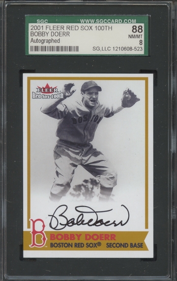 2001 Fleer Red Sox 100th Bo Sox Sigs Bobby Doerr SGC 88 NM/MT 8