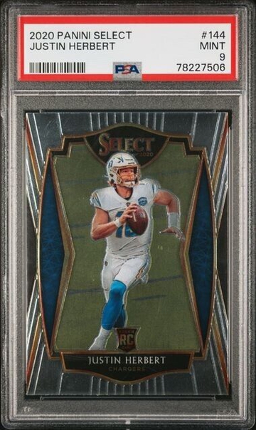 2020 Panini Select #144 Justin Herbert Los Angeles Chargers RC Rookie PSA 9 MINT