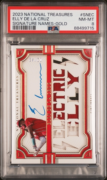 2023 Panini National Treasures Gold Elly De La Cruz #SN-EC Auto /20 PSA 8