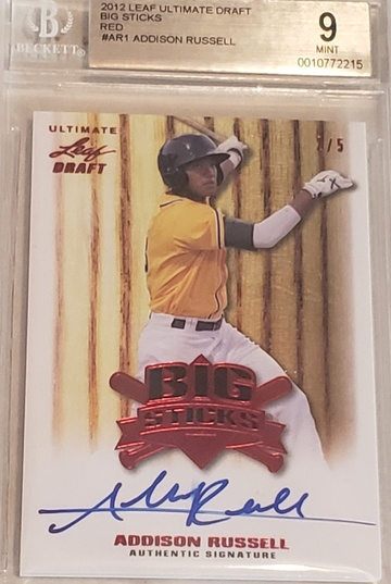 ADDISON RUSSELL LEAF BIG STICKS **RED** RC AUTO #/5 - BGS 9/9
