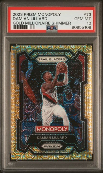 2023 Panini Prizm Monopoly Damian Lillard Gold Millionaire Shimmer /500 PSA 10