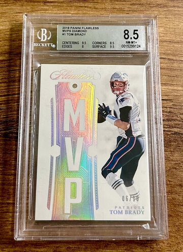 2018 Tom Brady Panini Flawless MVPS Diamond Silver Gem 6/10 BGS 8.5 #MVP-1 SP Platinum