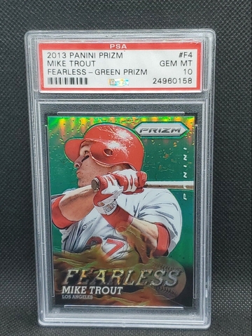 2013 Panini Prizm Fearless #F4 Mike Trout GREEN Prizm PSA 10 GEM MINT