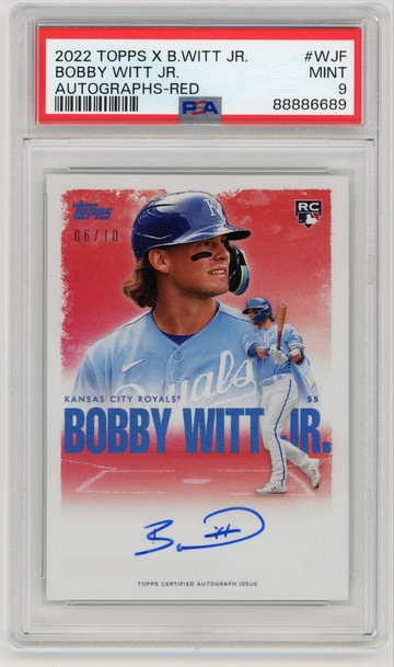 BOBBY WITT JR 2022 Topps X RED Auto Rc #6/10 PSA 9