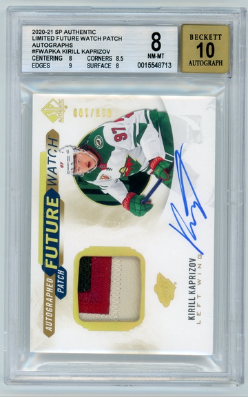 KIRILL KAPRIZOV 2020-21 SP Authentic Future Watch RPA Patch Auto Rc #13/100 BGS 8/10