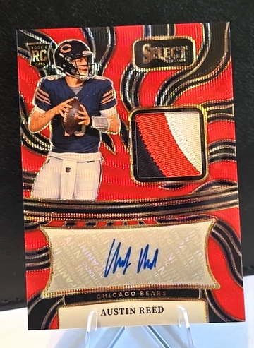 2024 Panini Select  Austin Reed  Red Wave  RPA  3 Color Patch Auto  SP  Bears RC