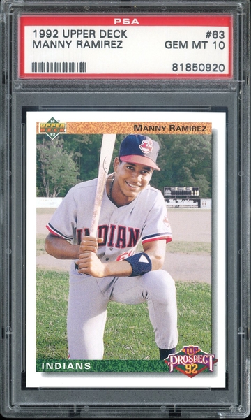 MANNY RAMIREZ 1992 UPPER DECK #63 PSA 10 RC
