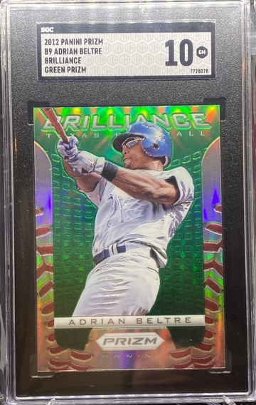 2012 Panini Prizm Adrian Beltre Brilliance Green Prizm PSA 10